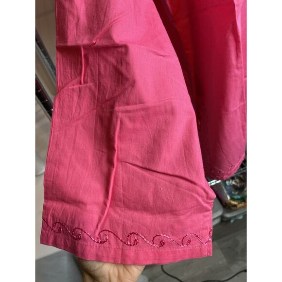 Pink Indian Cotton Embroidered Kurti Tunic‎ Size XXL Flowy Art To Wear Lagenlook - Picture 7 of 12